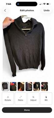 Kenneth Cole New York Men's Black Ribbed 1/4 Zip Pullover Sweater Size M Style K